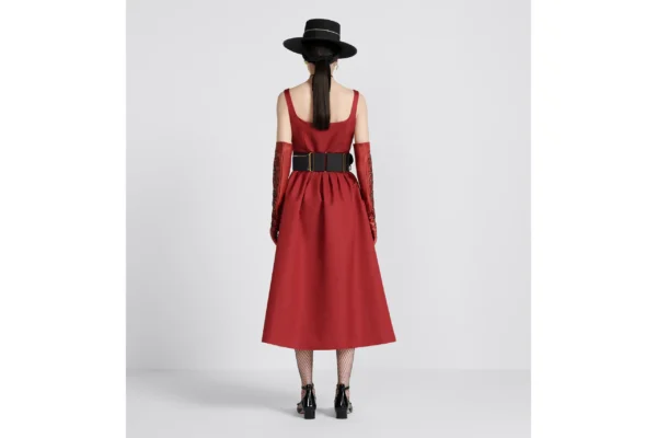 DIOR BELTED MID-LENGTH DRESS RED - Image 5