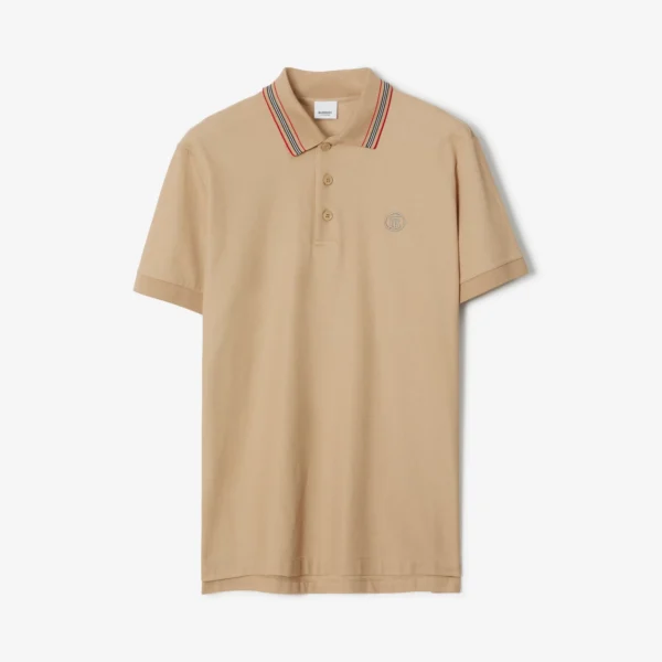 Men's Icon Stripe Collar Cotton Piqué Polo Shirt