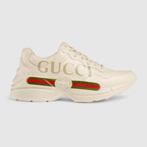 GUCCI Women's Rhyton Gucci logo leather sneaker