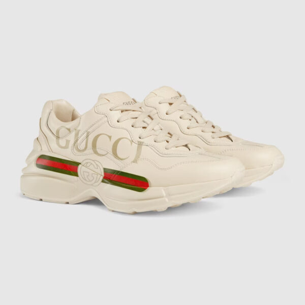 GUCCI Women's Rhyton Gucci logo leather sneaker - Image 2