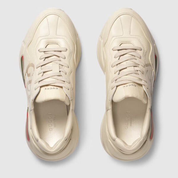 GUCCI Women's Rhyton Gucci logo leather sneaker - Image 4