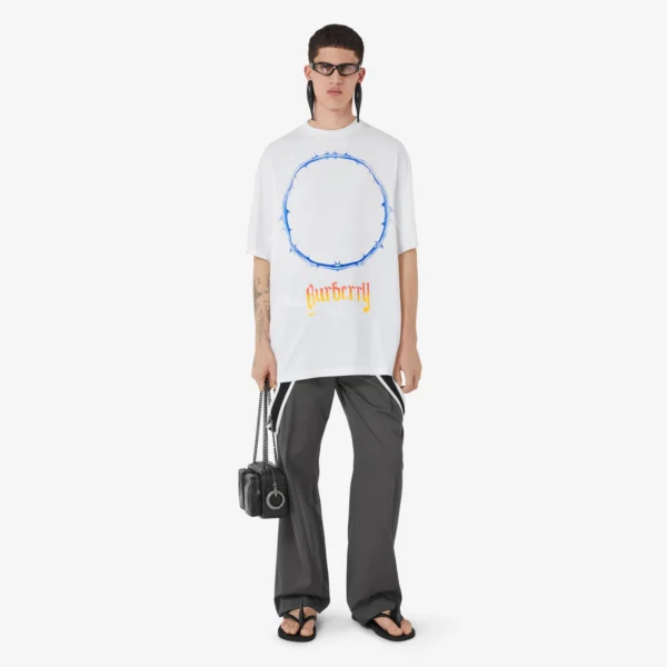 Men's Thorn and Logo Print Cotton Oversized T-shirt - Image 2