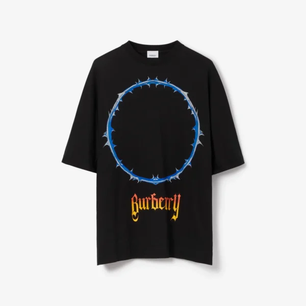 Men's Thorn and Logo Print Cotton Oversized T-shirt - Image 5
