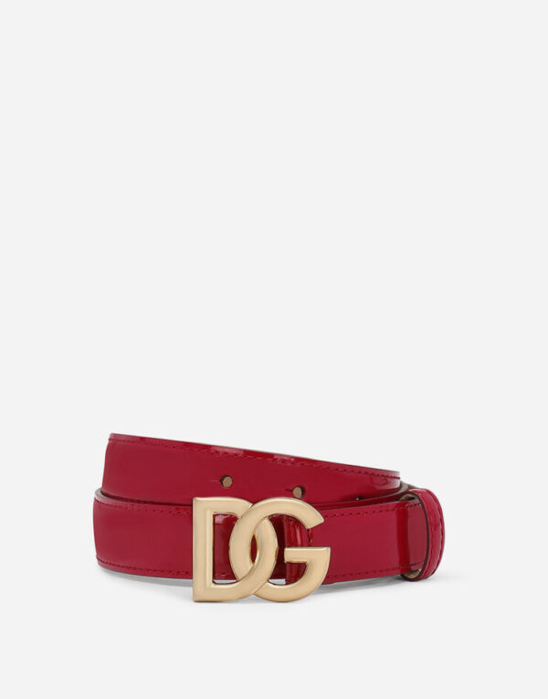 Polished calfskin belt with DG logo