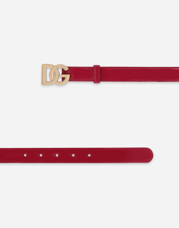 Polished calfskin belt with DG logo - Image 2