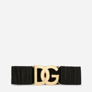 Elasticated and gathered nappa leather belt with DG logo