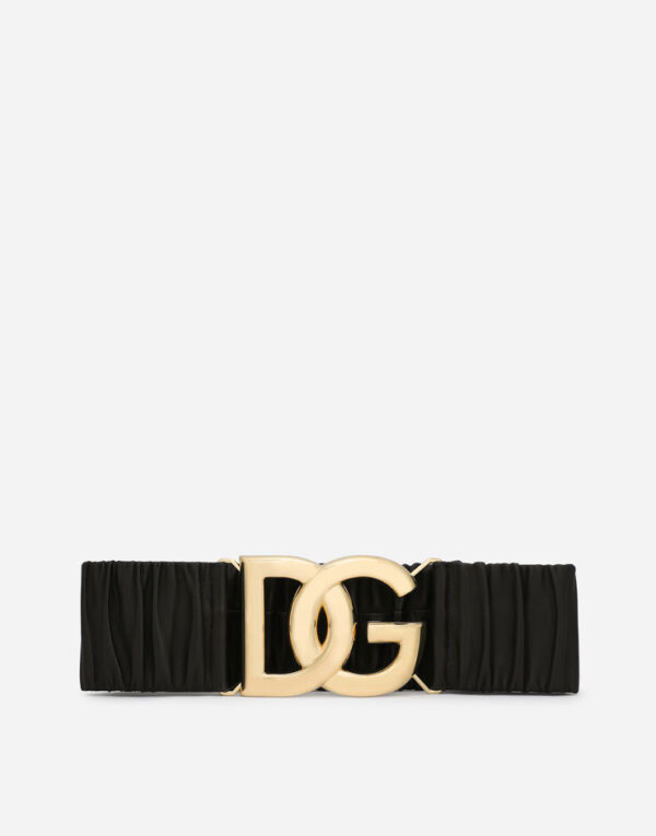 Elasticated and gathered nappa leather belt with DG logo