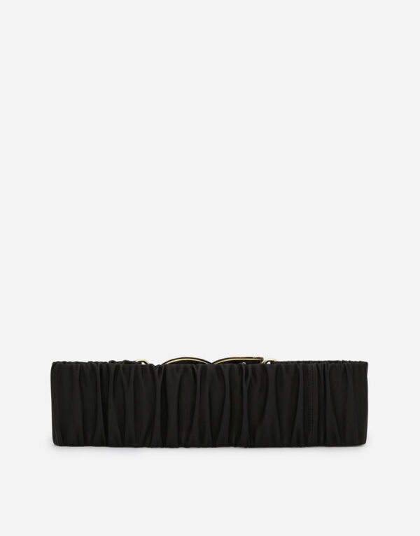 Elasticated and gathered nappa leather belt with DG logo - Image 2