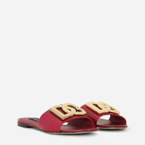 Polished calfskin sliders with DG logo