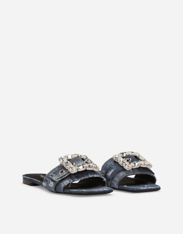 D&G Patchwork denim slides with rhinestone buckle - Image 2