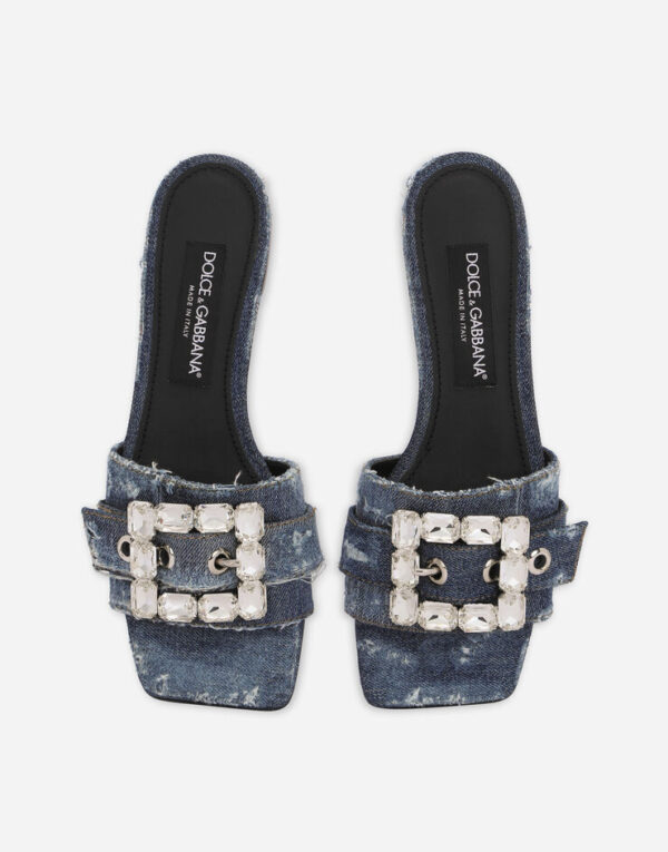 D&G Patchwork denim slides with rhinestone buckle - Image 4