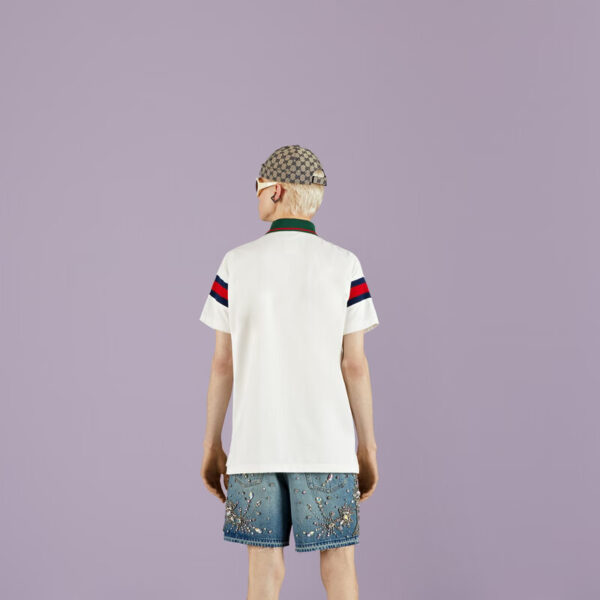 Cotton jersey polo with Web - Image 5