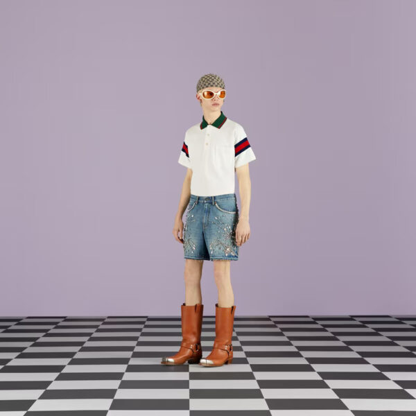 Cotton jersey polo with Web - Image 2
