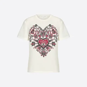Ecru Cotton Jersey and Linen with Dior Bandana Motif T-SHIRT
