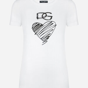 Jersey T-shirt with DG and heart print