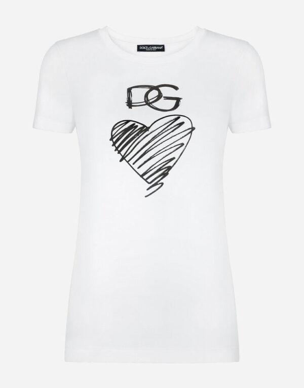 Jersey T-shirt with DG and heart print