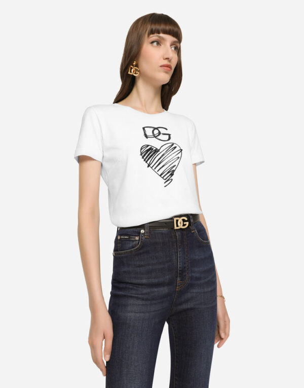 Jersey T-shirt with DG and heart print - Image 3