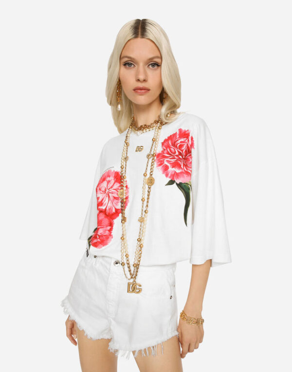 D&G Jersey T-shirt with carnation patch - Image 3