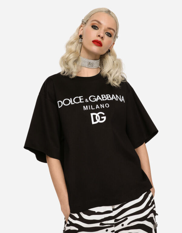 D&G Jersey T-shirt with flocked logo print - Image 3