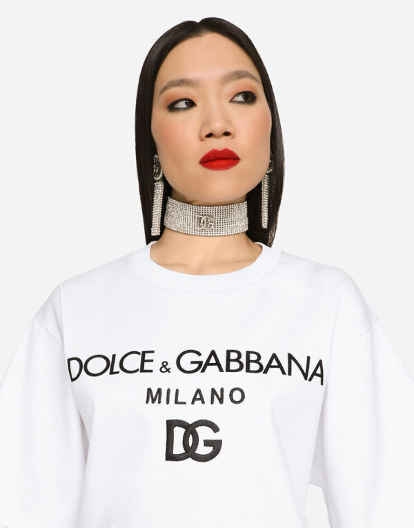 D&G Jersey T-shirt with flocked logo print - Image 5
