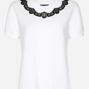 Jersey T-shirt with DG logo and lace inserts