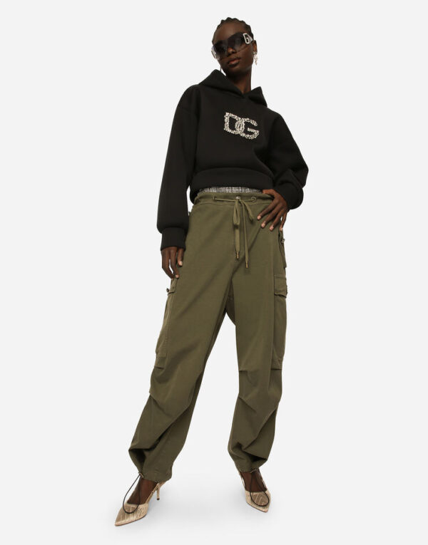 Technical jersey hoodie with crystal-embellished DG logo - Image 2
