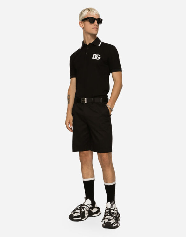 Cotton piqué polo-shirt with DG embroidery - Image 6