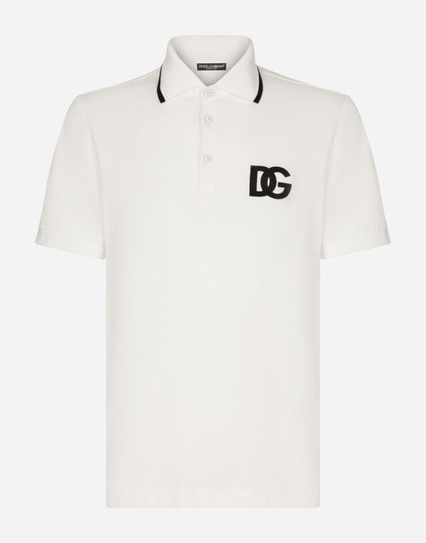 Cotton piqué polo-shirt with DG embroidery