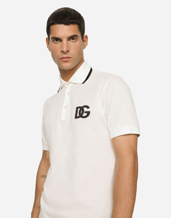 Cotton piqué polo-shirt with DG embroidery - Image 2