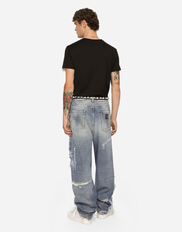 Men's D&G Cotton round-neck T-shirt with patch - Image 3