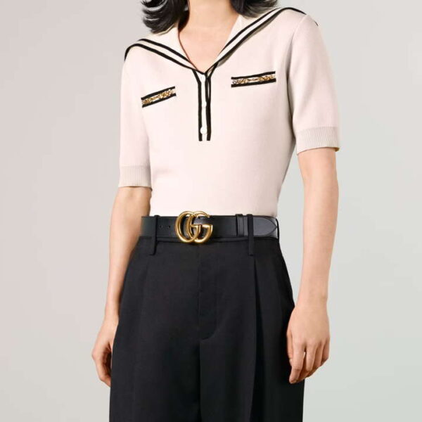 GG Marmont leather belt with shiny buckle - Image 4