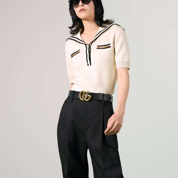 GG Marmont leather belt with shiny buckle - Image 3