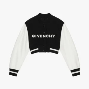 GIVENCHY cropped varsity jacket in wool and leather