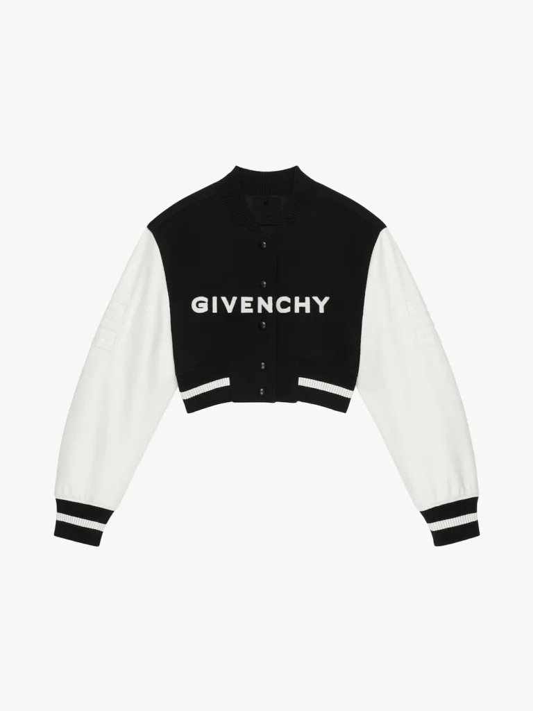 GIVENCHY cropped varsity jacket in wool and leather