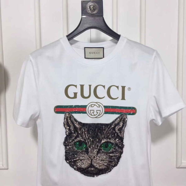 Gucci Sequined Mystic Cat Cotton T-Shirt - Image 8