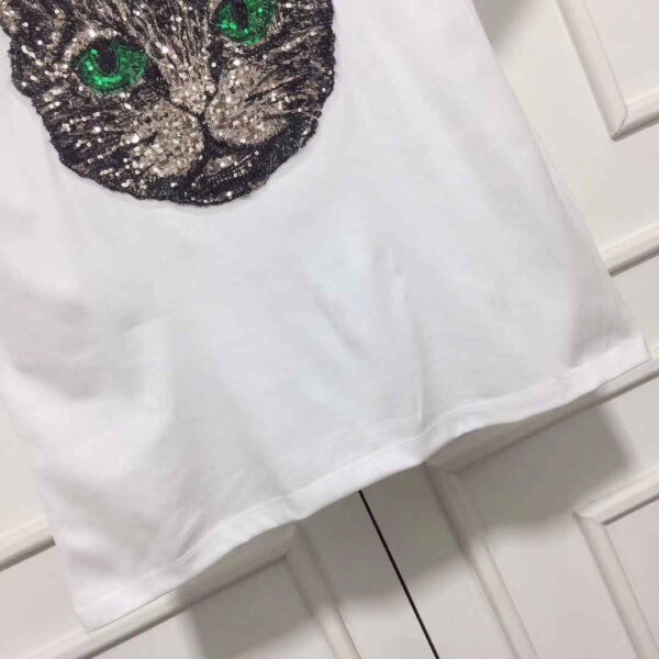Gucci Sequined Mystic Cat Cotton T-Shirt - Image 3