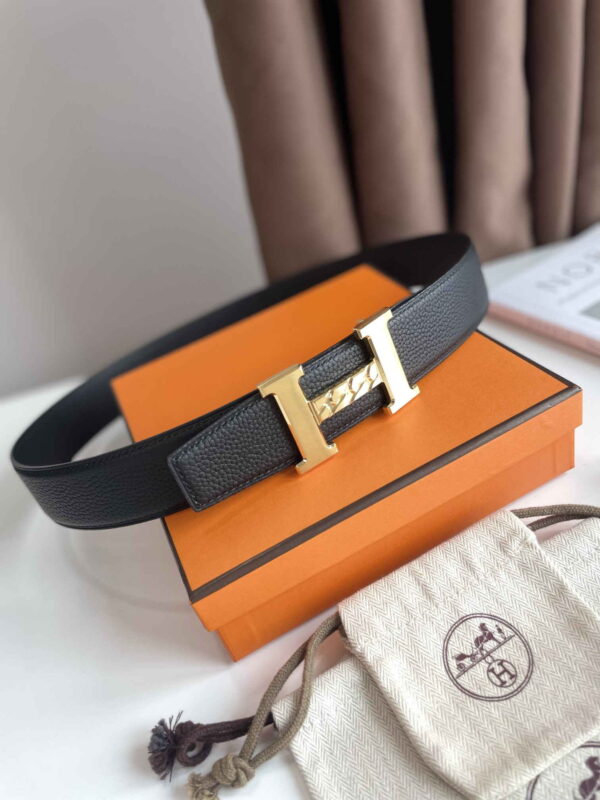 H Gourmette belt buckle & Reversible leather strap 38 mm - Image 2
