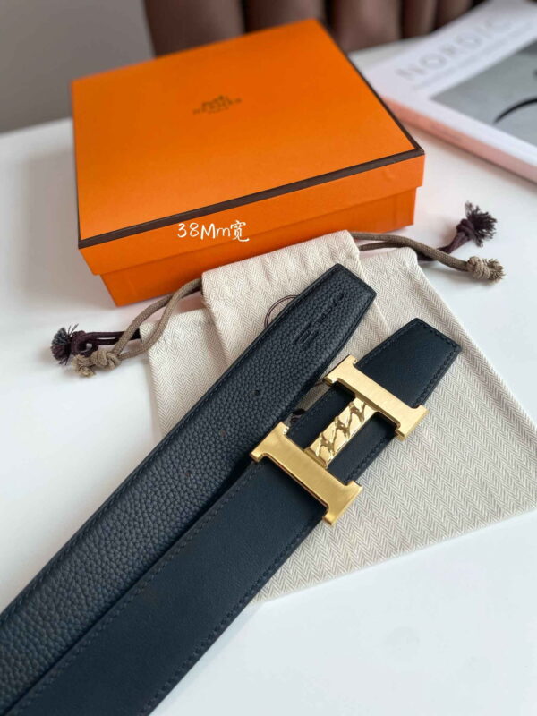 H Gourmette belt buckle & Reversible leather strap 38 mm - Image 5