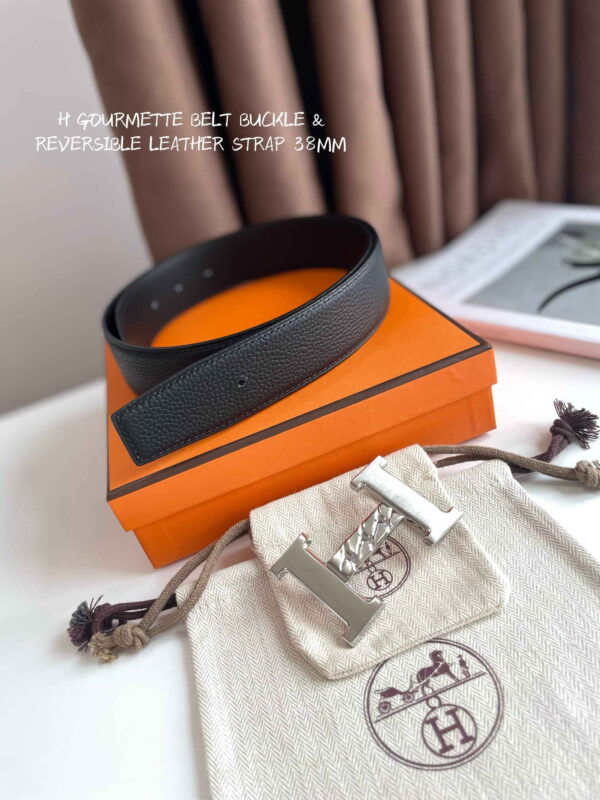 H Gourmette belt buckle & Reversible leather strap 38 mm - Image 3