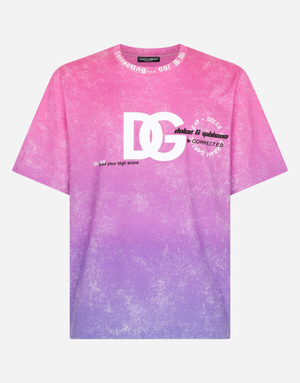 Multi-colored cotton T-shirt with DG Crew print