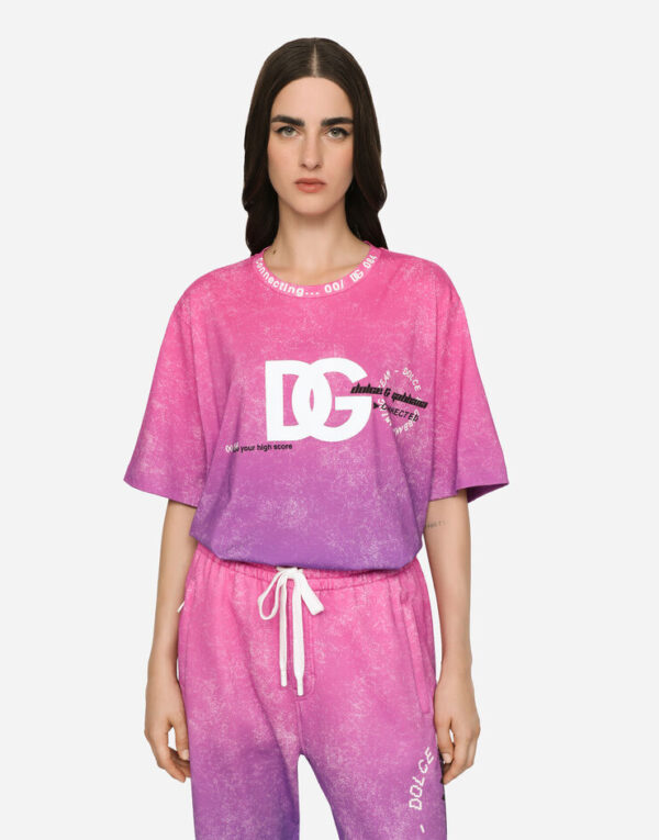 Multi-colored cotton T-shirt with DG Crew print - Image 3