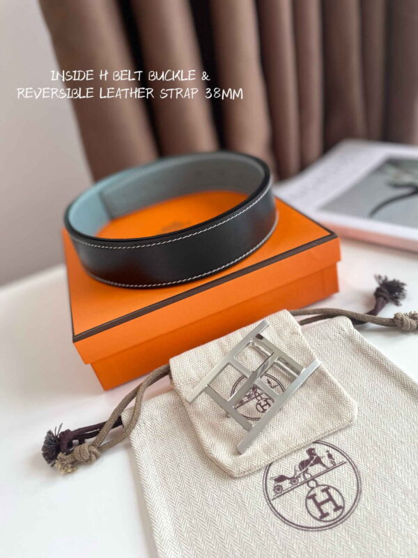 Inside H belt buckle & Reversible leather strap 38 mm - Image 3