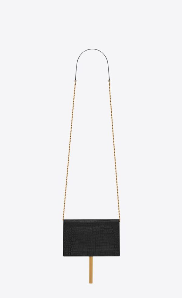 KATE CHAIN WALLET WITH TASSEL IN CROCODILE-EMBOSSED SHINY LEATHER - Image 2