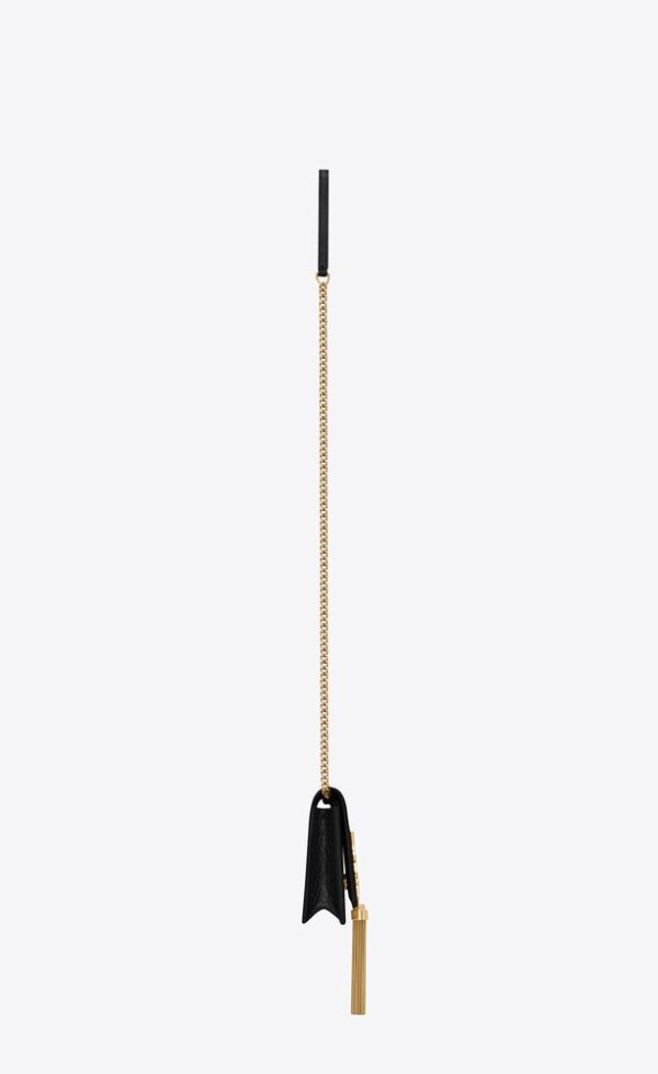 KATE CHAIN WALLET WITH TASSEL IN CROCODILE-EMBOSSED SHINY LEATHER - Image 3