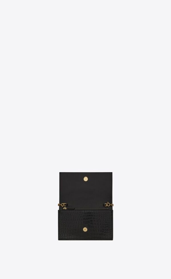 KATE CHAIN WALLET WITH TASSEL IN CROCODILE-EMBOSSED SHINY LEATHER - Image 4
