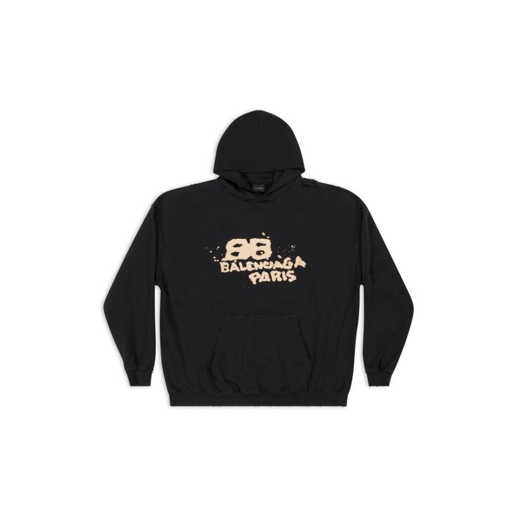 HAND DRAWN BB ICON HOODIE LARGE FIT IN BLACK