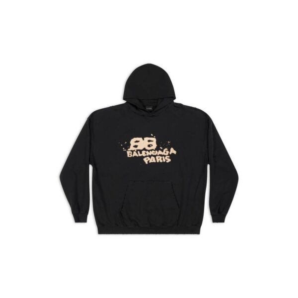 HAND DRAWN BB ICON HOODIE LARGE FIT IN BLACK