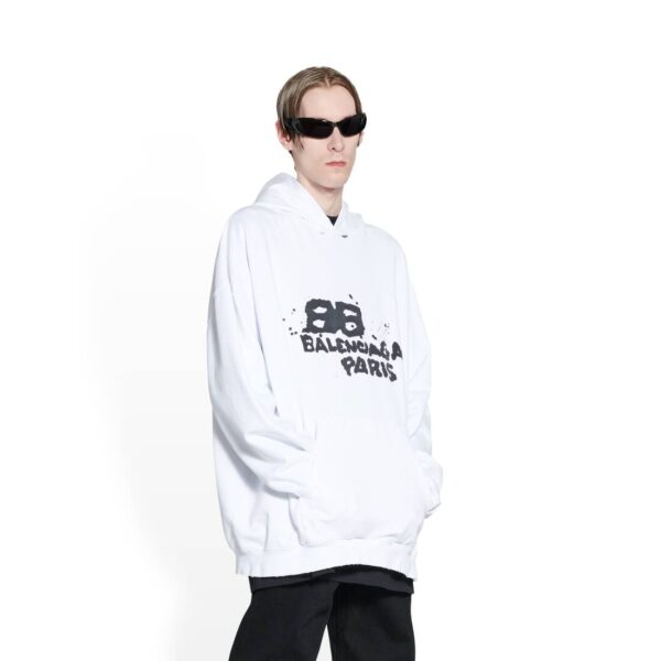 HAND DRAWN BB ICON HOODIE LARGE FIT IN WHITE - Image 4