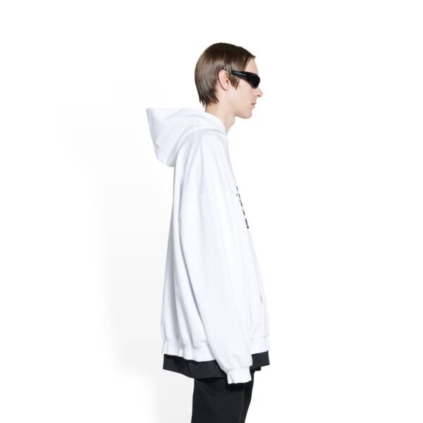 HAND DRAWN BB ICON HOODIE LARGE FIT IN WHITE - Image 3