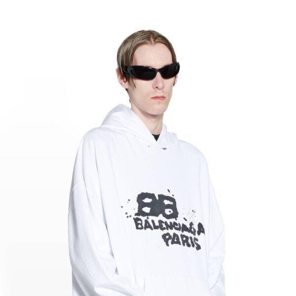 HAND DRAWN BB ICON HOODIE LARGE FIT IN WHITE - Image 2